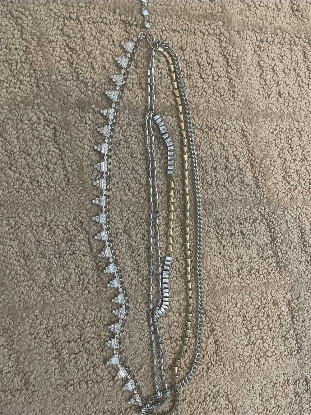 Stella & Dot Silver and Gold Multi-Strand Crystal Necklace - Picture 2 of 5
